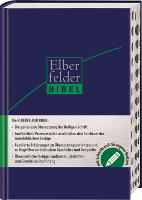 Elberfelder Bibel - mit Schreibrand und Griffregister, italienisches Kunstleder dunkelblau