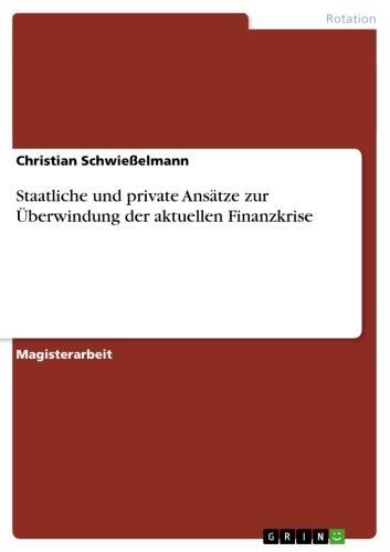 Staatliche und private Ansätze zur Überwindung der aktuellen Finanzkrise 