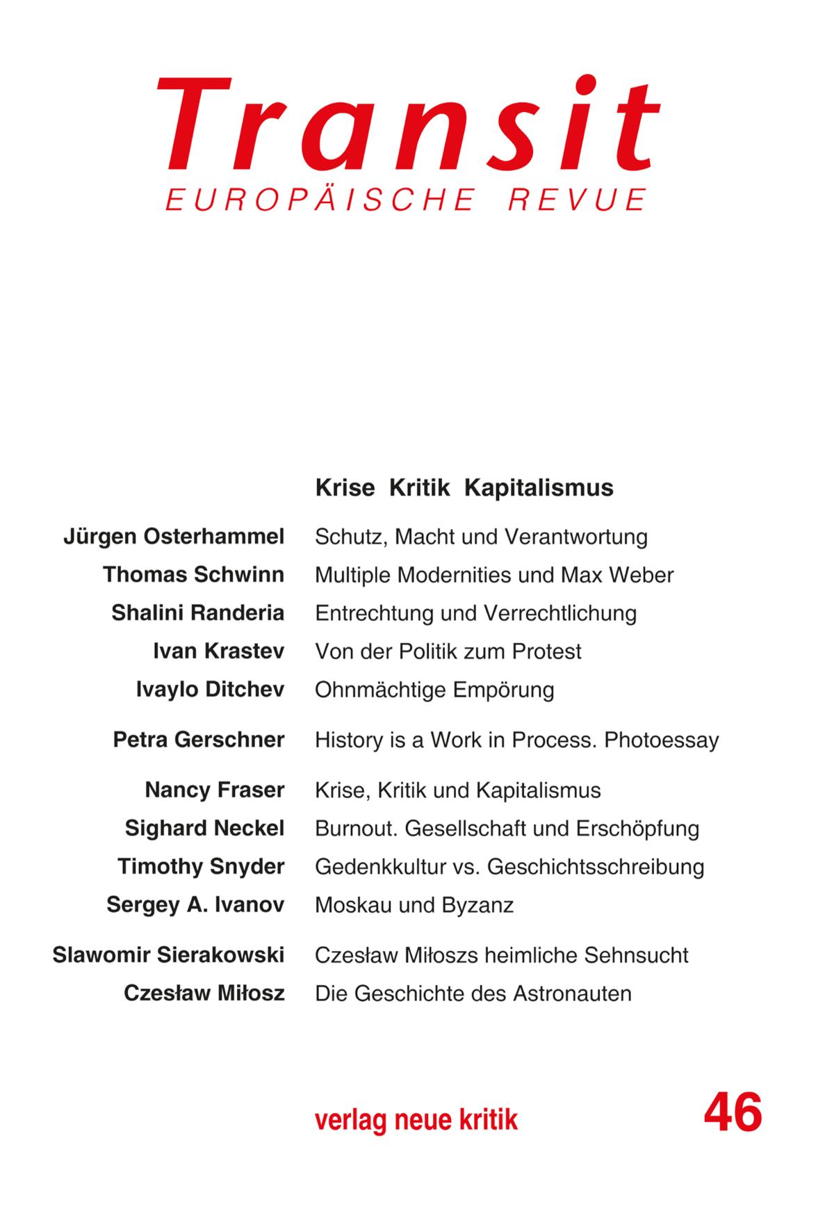 Transit 46. Europäische Revue Krise Kritik Kapitalismus